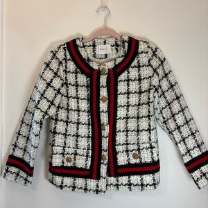 NEW Plaid Cardigan with Red, Black and Gold Accents